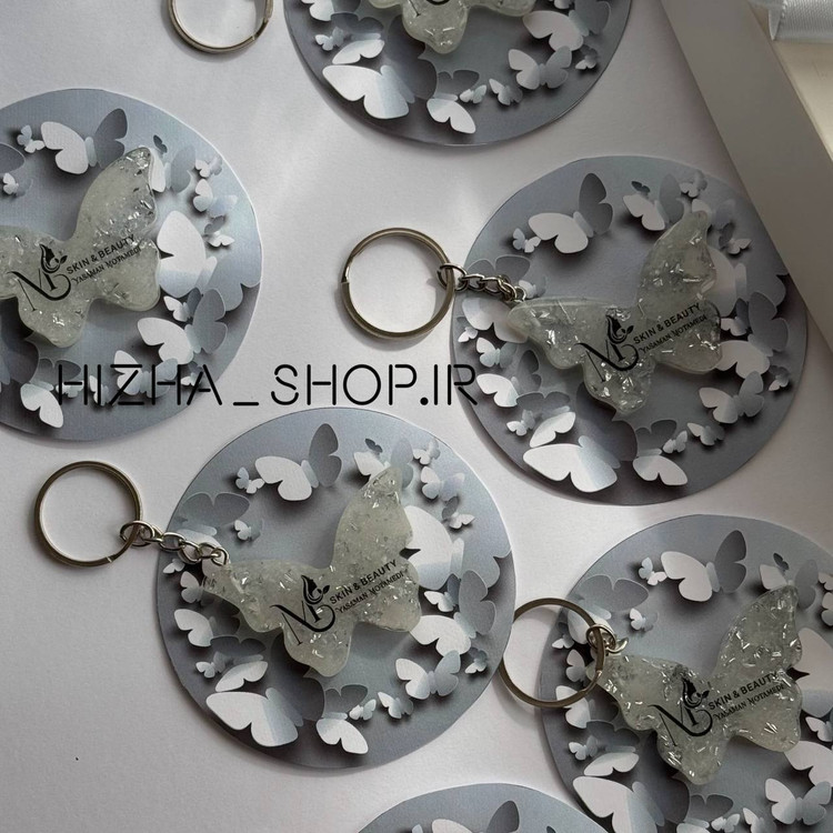 جاکلیدی رزینی پروانه ای با تگ کارت